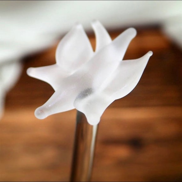 Vintage 1980s Glass Stir Stick, Butterfly Swizzle Stick Drink Stir Stick Barware - Picture 3 of 4